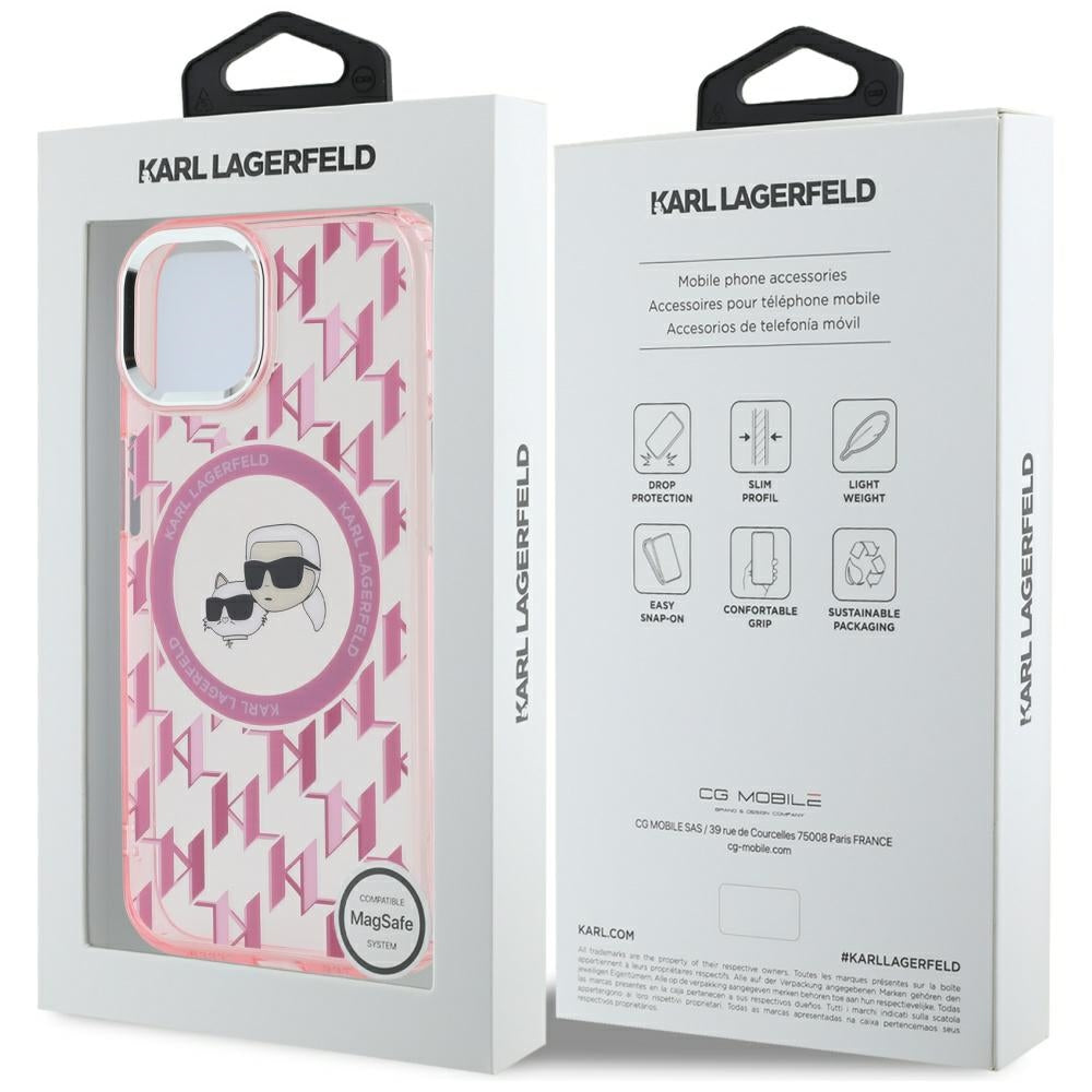 Karl Lagerfeld MagSafe dėklas iPhone 15 Plus – rožinis