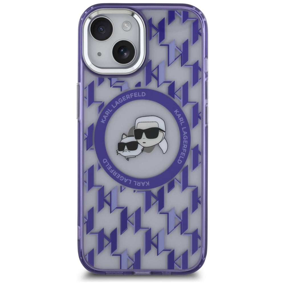 Karl Lagerfeld MagSafe dėklas iPhone 15 – violetinis