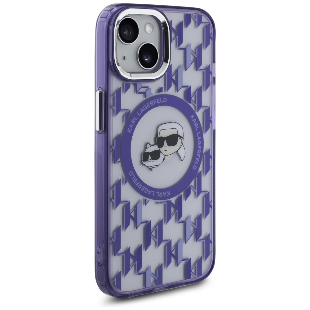 Karl Lagerfeld MagSafe dėklas iPhone 15 – violetinis
