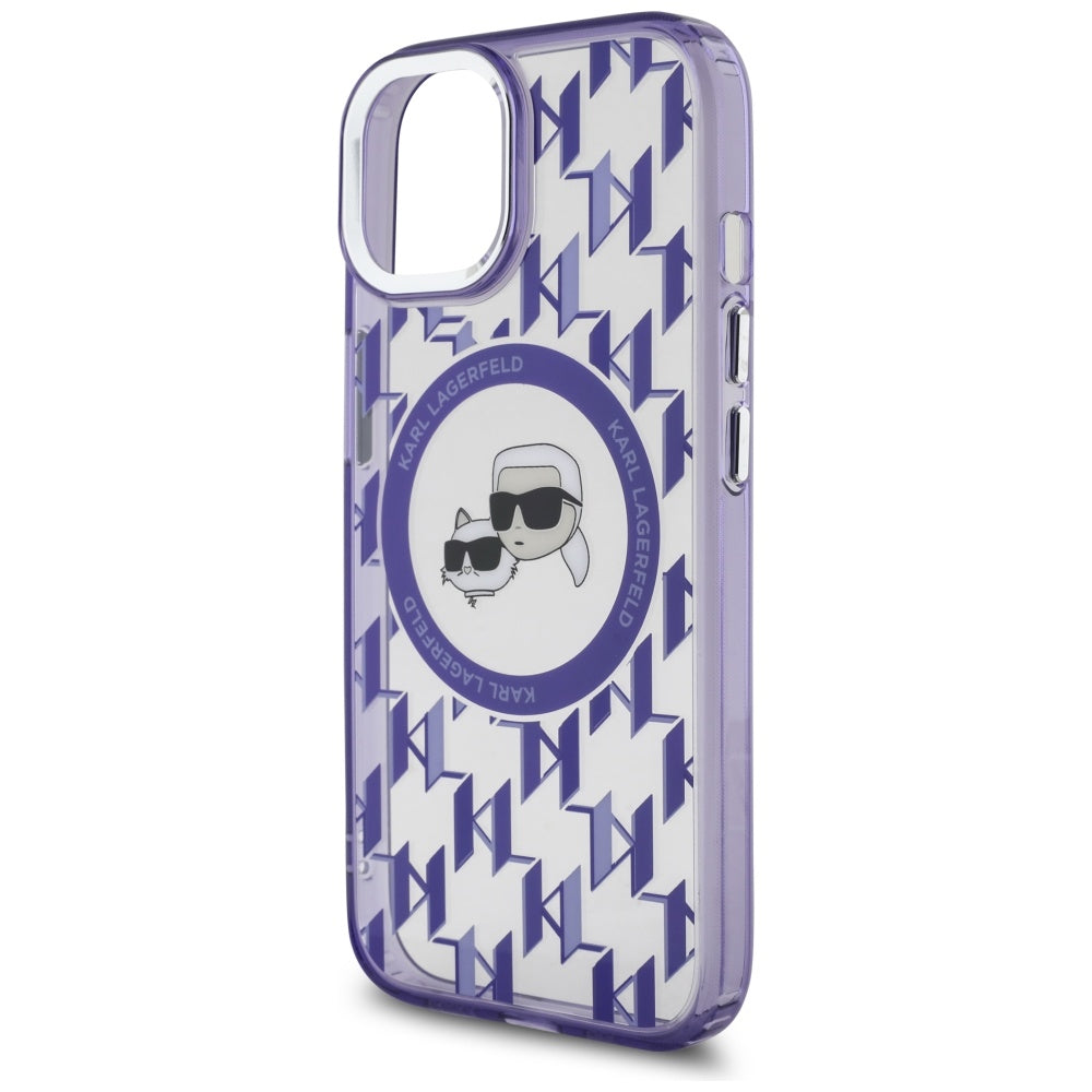 Karl Lagerfeld MagSafe dėklas iPhone 15 – violetinis