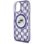 Karl Lagerfeld MagSafe dėklas iPhone 15 – violetinis