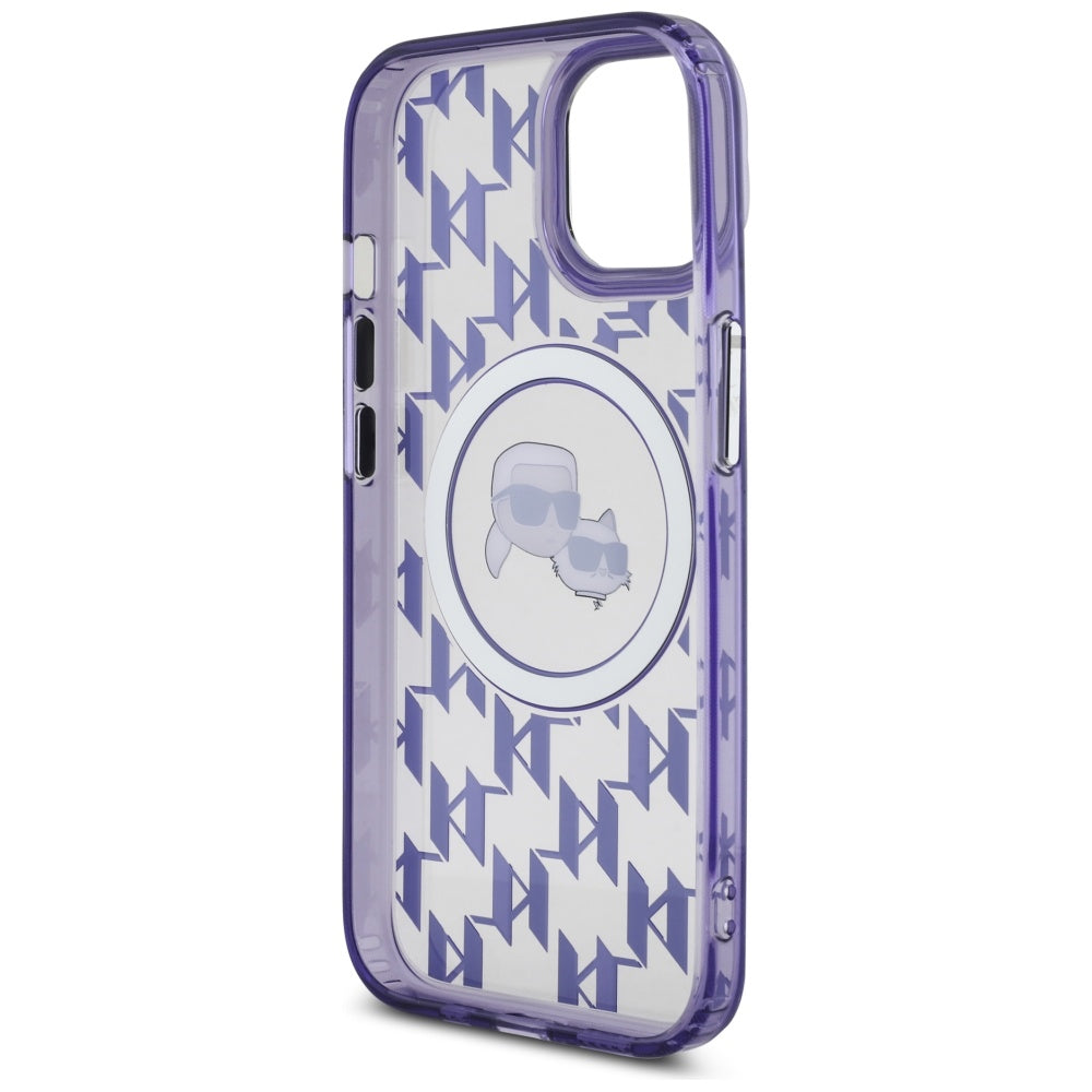 Karl Lagerfeld MagSafe dėklas iPhone 15 – violetinis