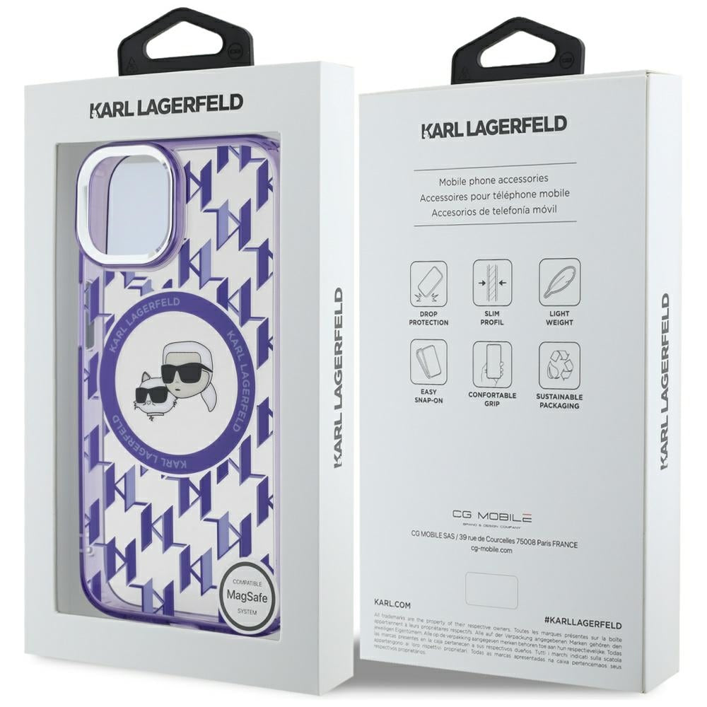 Karl Lagerfeld MagSafe dėklas iPhone 15 – violetinis