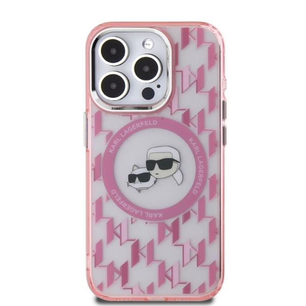 Karl Lagerfeld MagSafe dėklas iPhone 15 Pro Max – rožinis