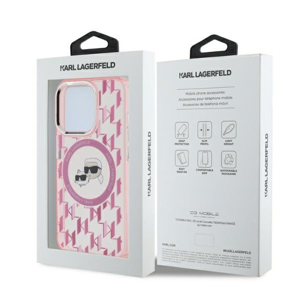 Karl Lagerfeld MagSafe dėklas iPhone 15 Pro Max – rožinis