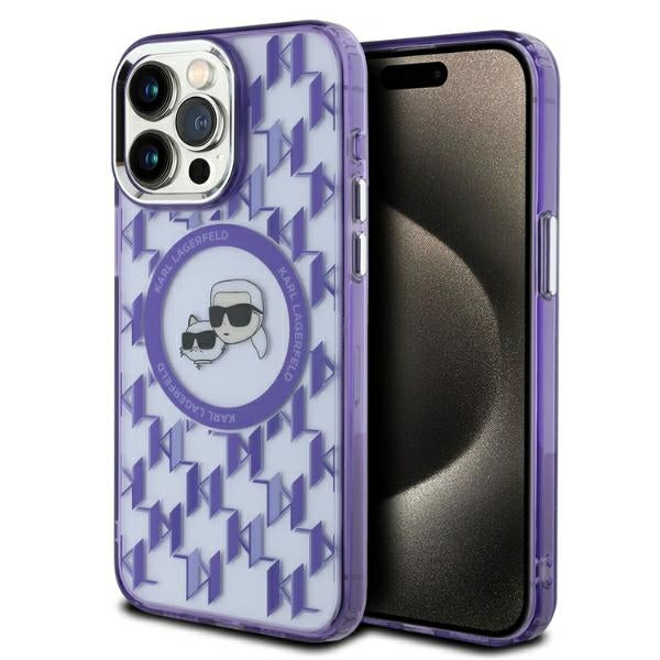 Karl Lagerfeld MagSafe dėklas iPhone 15 Pro Max – violetinis