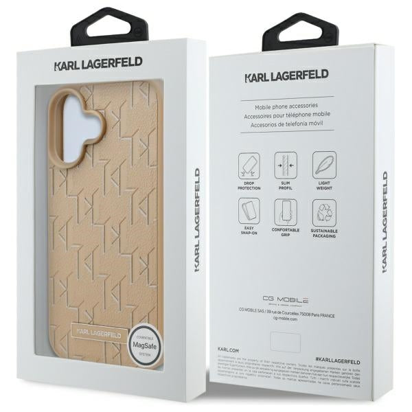 Karl Lagerfeld MagSafe dėklas iPhone 16 – smėlinis