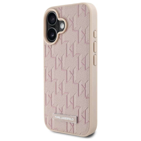Karl Lagerfeld odinis dėklas iPhone 16 – rožinis