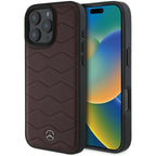 Mercedes-Benz MB Waves Leather dėklas iPhone 16 Pro Max – raudonas -- iPhone 16 Pro Max