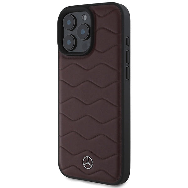 Mercedes-Benz MB Waves Leather dėklas iPhone 16 Pro Max – raudonas -- iPhone 16 Pro Max