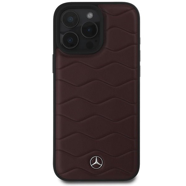 Mercedes-Benz MB Waves Leather dėklas iPhone 16 Pro Max – raudonas -- iPhone 16 Pro Max