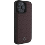 Mercedes-Benz MB Waves Leather dėklas iPhone 16 Pro Max – raudonas -- iPhone 16 Pro Max