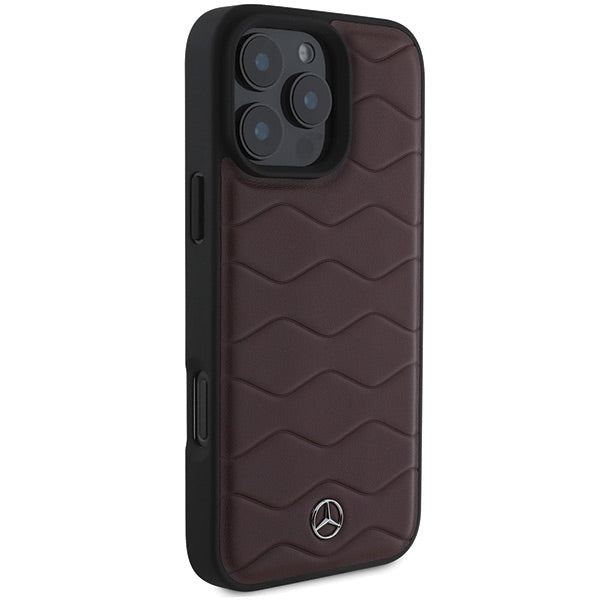 Mercedes-Benz MB Waves Leather dėklas iPhone 16 Pro Max – raudonas -- iPhone 16 Pro Max