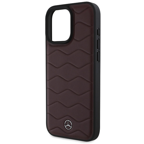 Mercedes-Benz MB Waves Leather dėklas iPhone 16 Pro Max – raudonas -- iPhone 16 Pro Max
