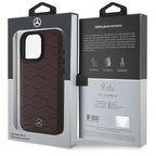 Mercedes-Benz MB Waves Leather dėklas iPhone 16 Pro Max – raudonas -- iPhone 16 Pro Max