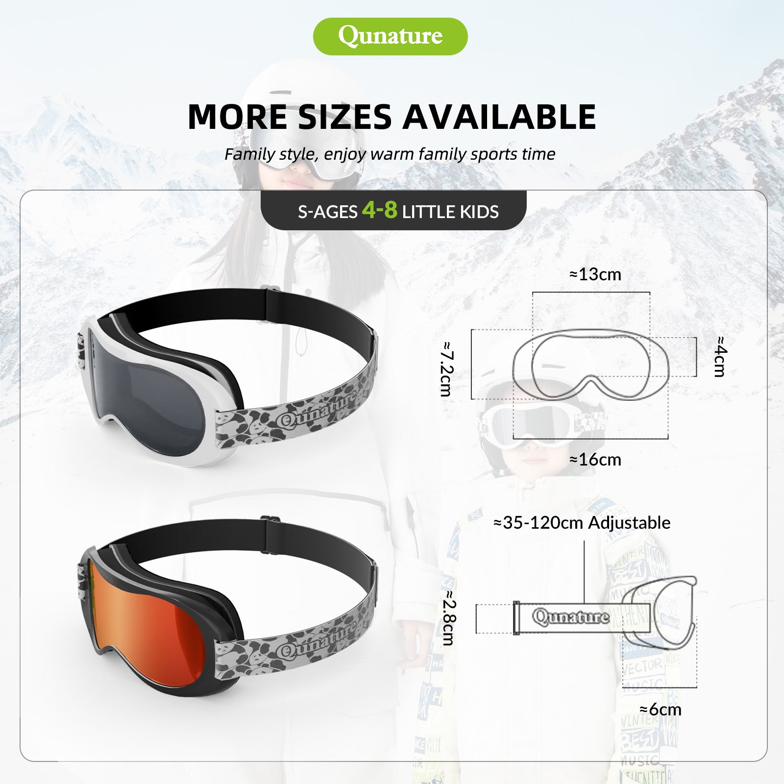 Qunature Panda Slidinėjimo akiniai vaikams - Juoda/Balta -- Cycling Eyewear