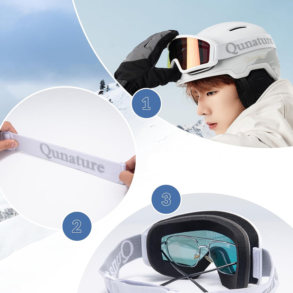 Qunature White slidžiavimo akiniai suaugusiems - Balti -- Cycling Eyewear