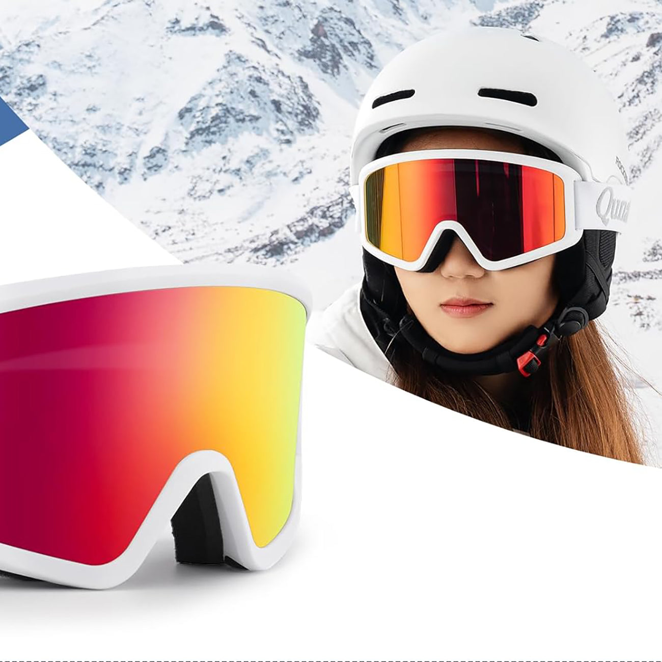 Qunature White slidžiavimo akiniai suaugusiems - Balti -- Cycling Eyewear