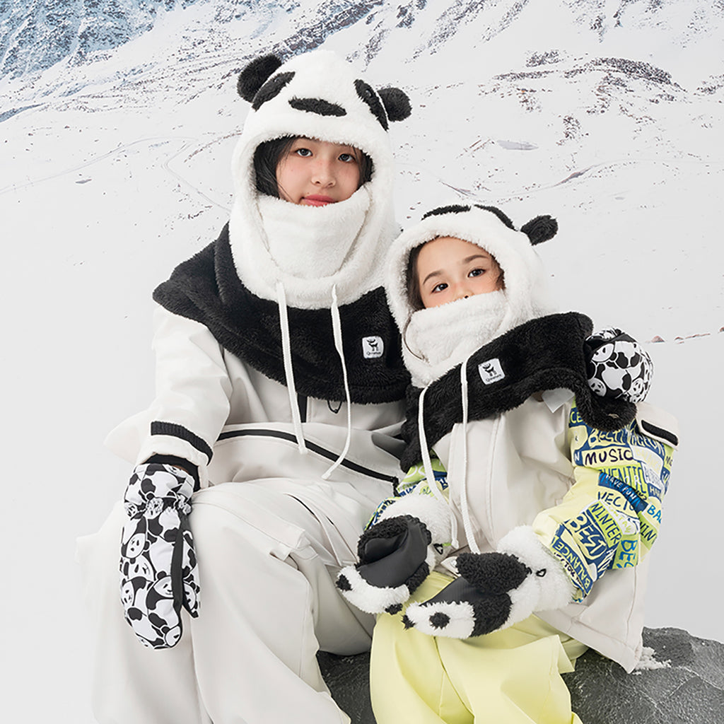 Qunature Panda Heat Transfer vaikų žieminės pirštinės dydis S - juoda/balta -- Bicycle Gloves