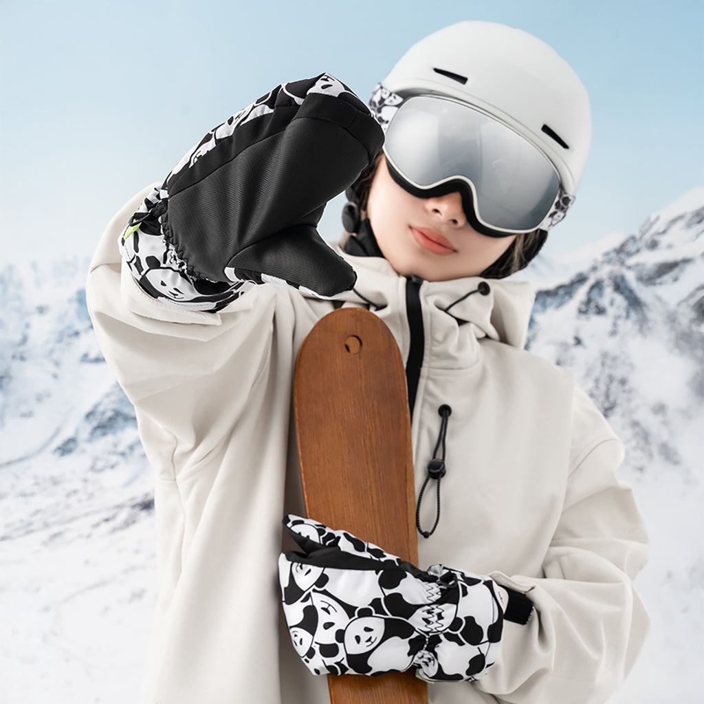 Qunature Panda Heat Transfer vaikų žieminės pirštinės dydis S - juoda/balta -- Bicycle Gloves