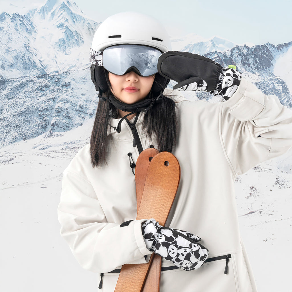 Qunature Panda Heat Transfer vaikų žieminės pirštinės dydis S - juoda/balta -- Bicycle Gloves