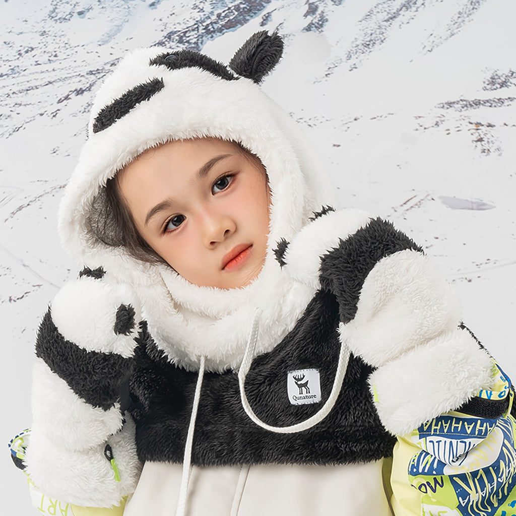 Qunature Panda žieminės pirštinės vaikams ir suaugusiems, dydis S - juoda/balta -- Bicycle Gloves