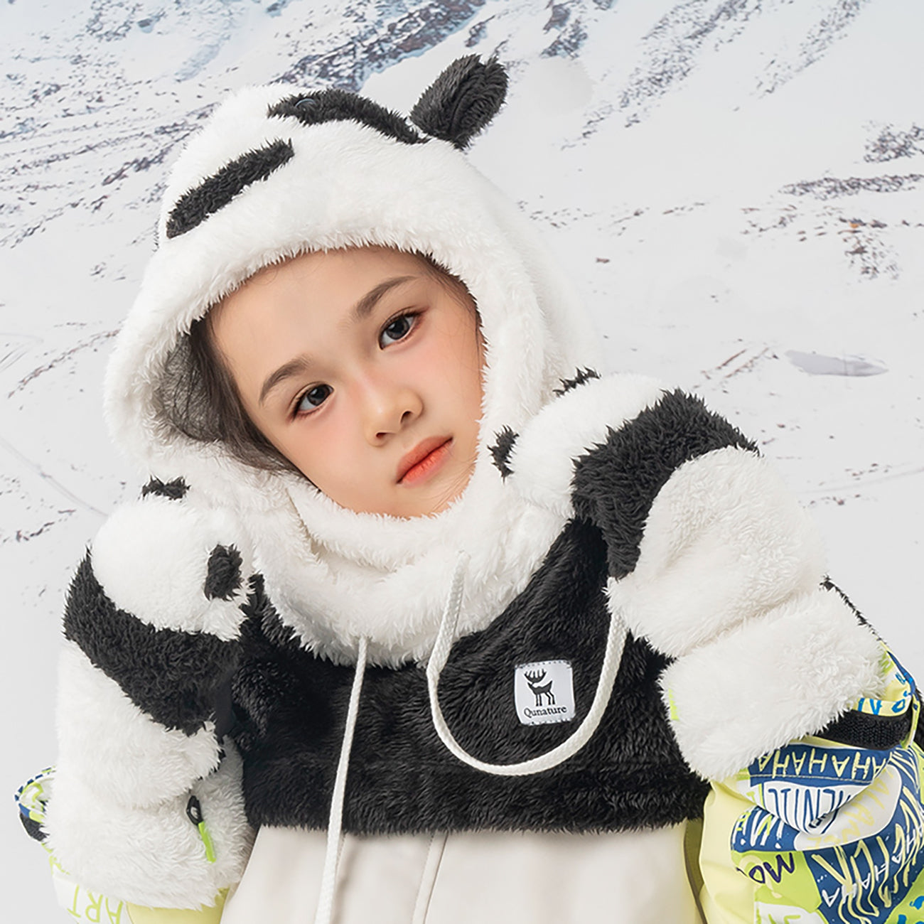 Qunature Panda žieminės pirštinės vaikams ir suaugusiems, dydis S - juoda/balta -- Bicycle Gloves