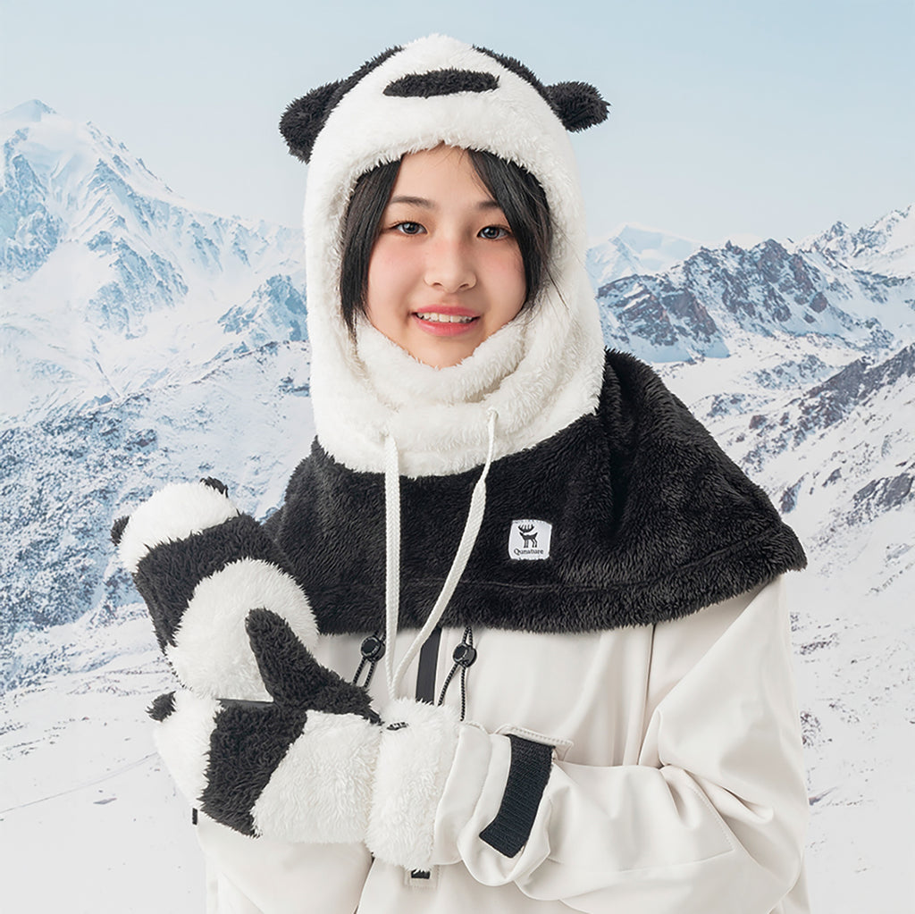 Qunature Panda žieminės pirštinės vaikams ir suaugusiems, dydis S - juoda/balta -- Bicycle Gloves