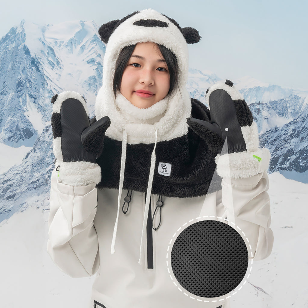 Qunature Panda žieminės pirštinės vaikams ir suaugusiems, dydis S - juoda/balta -- Bicycle Gloves