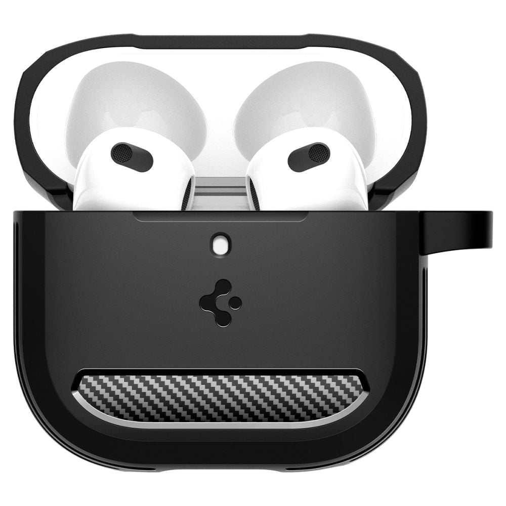 Spigen Rugged Armor dėklas AirPods 4 – juodas