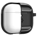 Spigen Rugged Armor dėklas AirPods 4 – juodas
