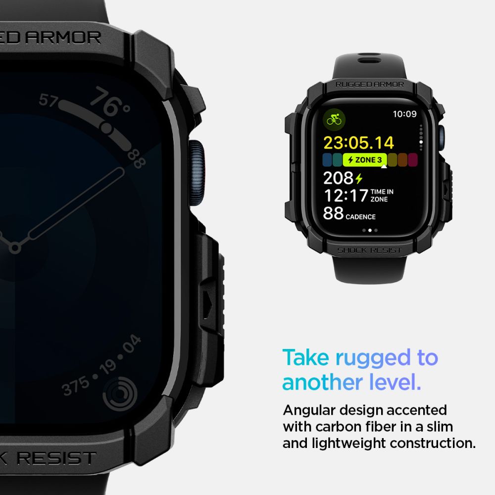 Spigen Rugged Armor dėklas Apple Watch 10 (42 mm) – juodas -- Apple Watch 10 (42mm)
