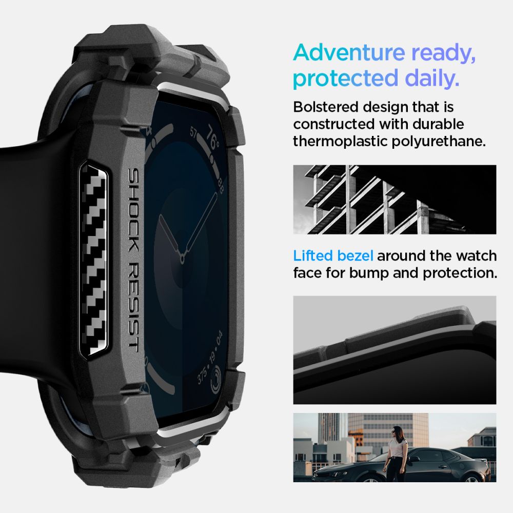 Spigen Rugged Armor dėklas Apple Watch 10 (42 mm) – juodas -- Apple Watch 10 (42mm)