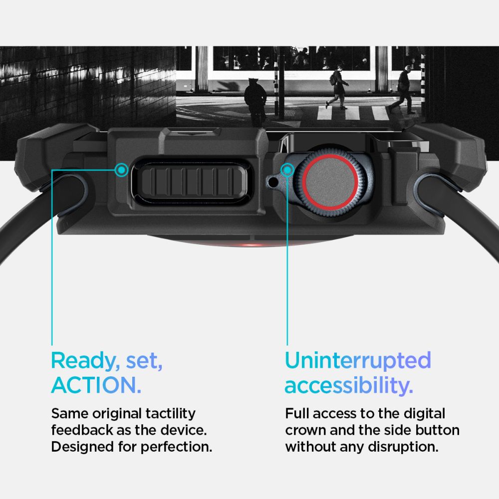 Spigen Rugged Armor dėklas Apple Watch 10 (42 mm) – juodas -- Apple Watch 10 (42mm)
