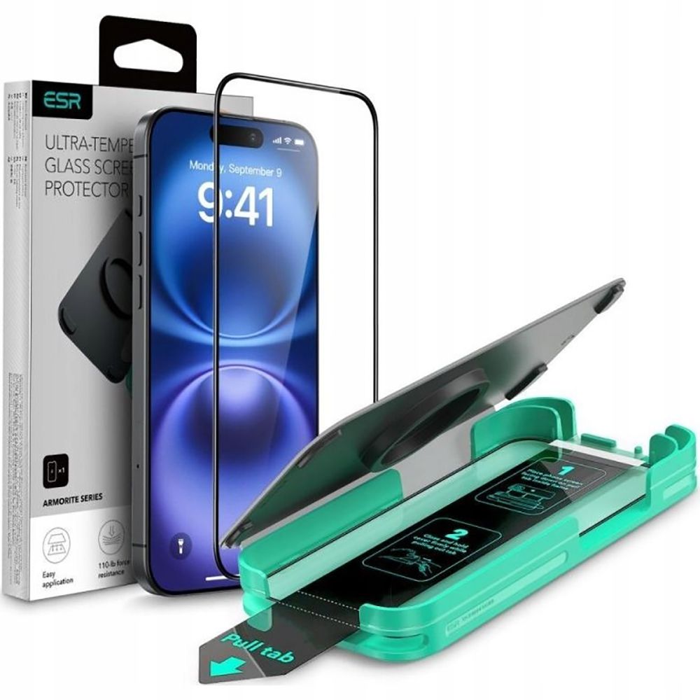 ESR Armorite stiklas iPhone 16 Pro Max – juodas rėmelis -- iPhone 16 Pro Max