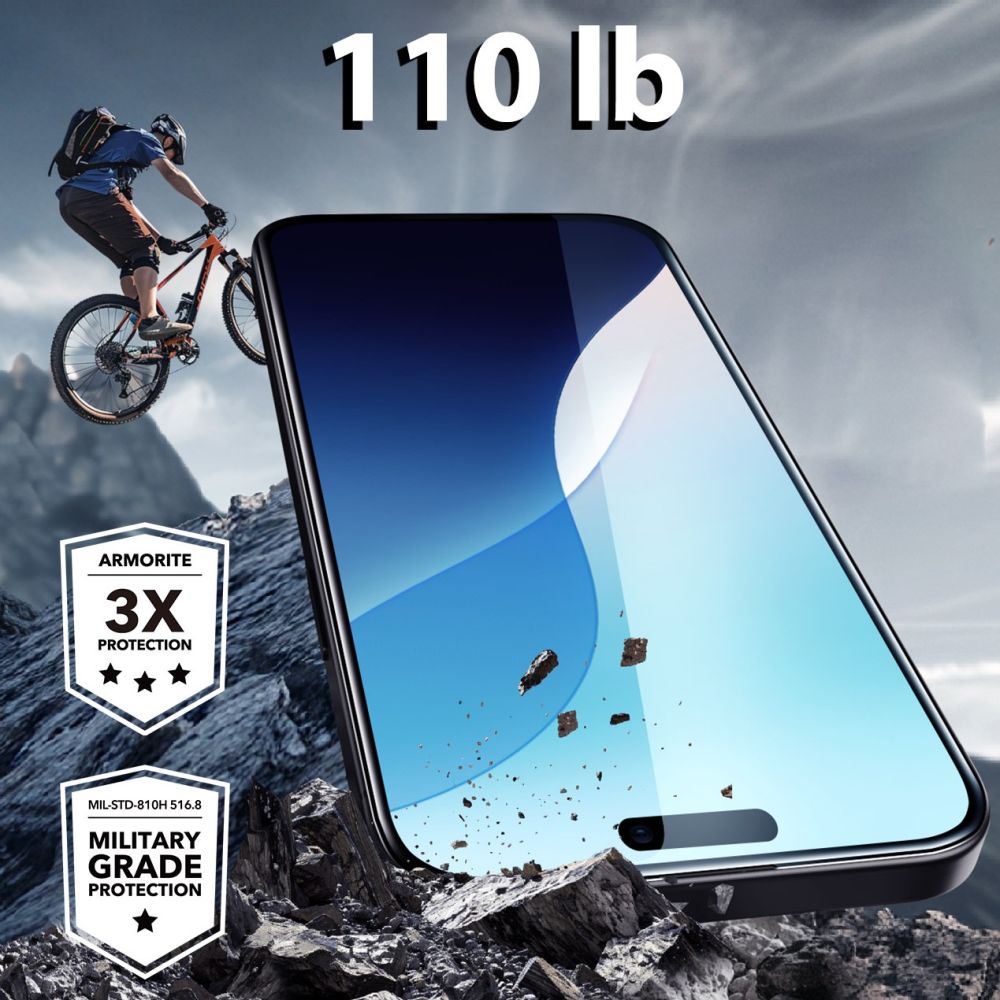 ESR Armorite stiklas iPhone 16 Pro Max – juodas rėmelis -- iPhone 16 Pro Max