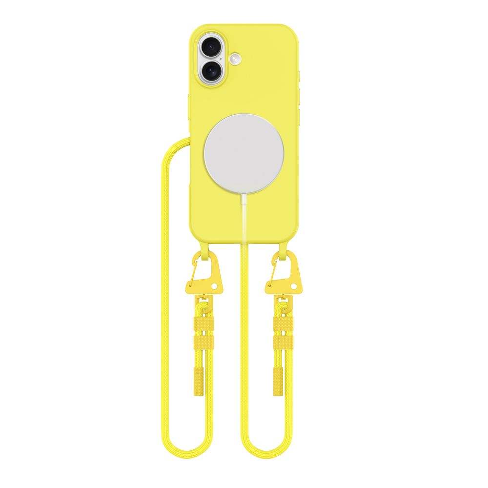 Tech-Protect MagSafe dėklas su dirželiu iPhone 16 – geltonas -- iPhone 16