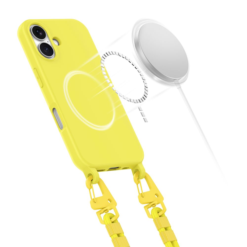 Tech-Protect MagSafe dėklas su dirželiu iPhone 16 – geltonas -- iPhone 16