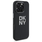 DKNY Liquid Silicone Metal Logo dėklas iPhone 16 Pro – juodas