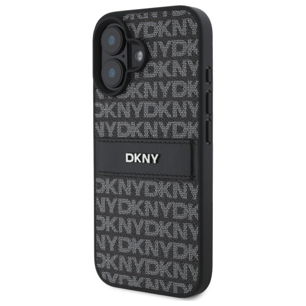 DKNY dėklas iPhone 16 – juodas, Texture Pattern Tonal Stripe