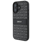 DKNY dėklas iPhone 16 – juodas, Texture Pattern Tonal Stripe