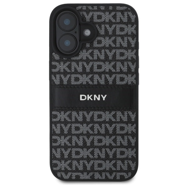 DKNY dėklas iPhone 16 – juodas, Texture Pattern Tonal Stripe
