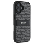 DKNY dėklas iPhone 16 – juodas, Texture Pattern Tonal Stripe