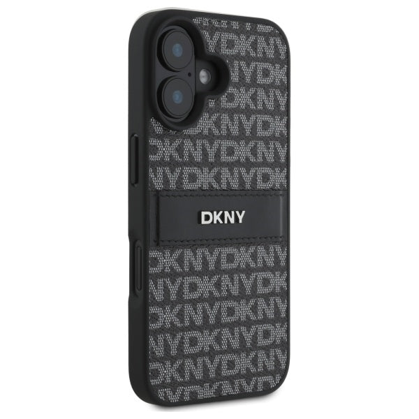 DKNY dėklas iPhone 16 – juodas, Texture Pattern Tonal Stripe