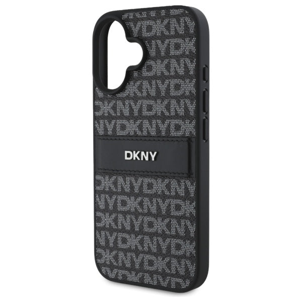 DKNY dėklas iPhone 16 – juodas, Texture Pattern Tonal Stripe