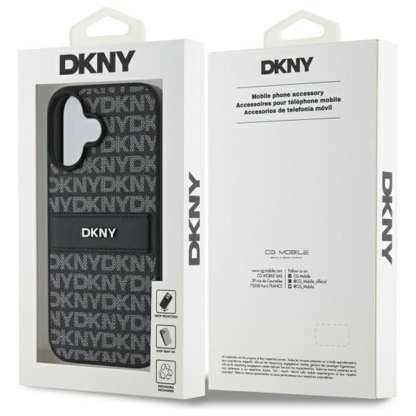 DKNY dėklas iPhone 16 – juodas, Texture Pattern Tonal Stripe