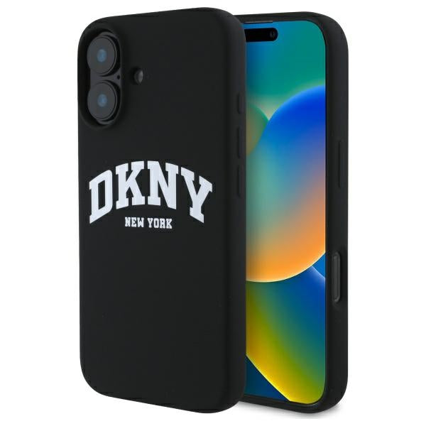 DKNY silikoninis MagSafe dėklas iPhone 16 – juodas