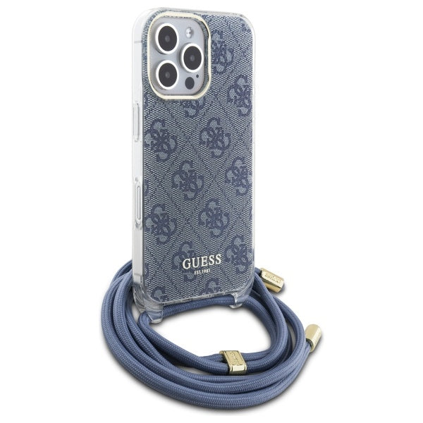Guess 4G Crossbody dėklas iPhone 16 Pro – mėlynas -- iPhone 16 Pro