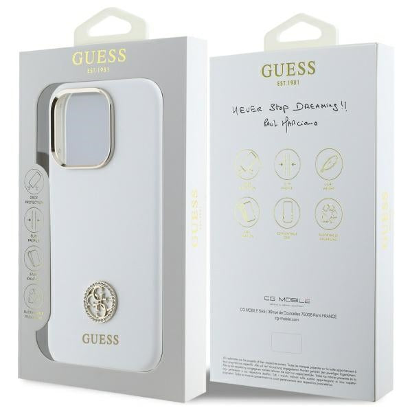Guess silikoninis dėklas iPhone 16 Pro – baltas