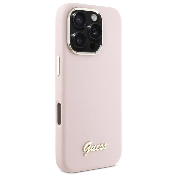 Guess silikoninis dėklas iPhone 16 Pro – rožinis